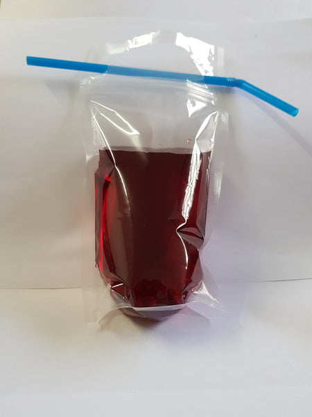 Water Pouch with zipper, handle & straw slot